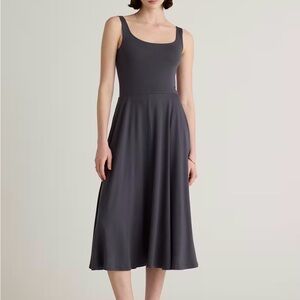 Quince Tencel Jersey Fit & Flare Dress Size Medium Carbon Grey